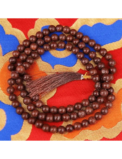 Mala - Edelstein - roter Jaspis - mit passender Quaste - 108 Perlen - ca. 45,5cm