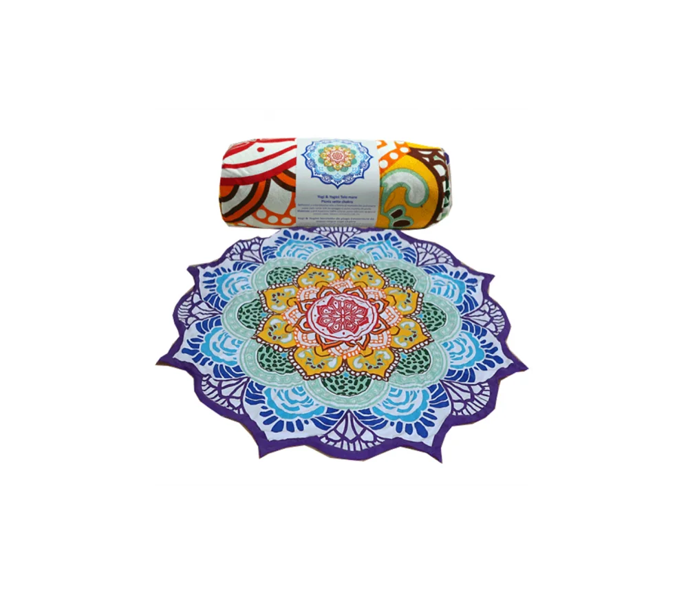 Decke - 7 Chakras - für Strand, Picknick & Freizeit - Baumwolle - Bunt -Rund - ca. 150 cm