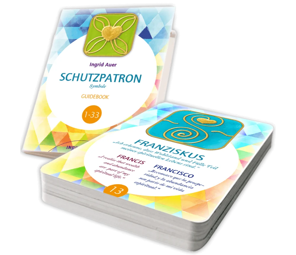 Ingrid Auer - Energetisiertes Kartenset Schutzpatron-Symbole DEUTSCH mit Guidebook