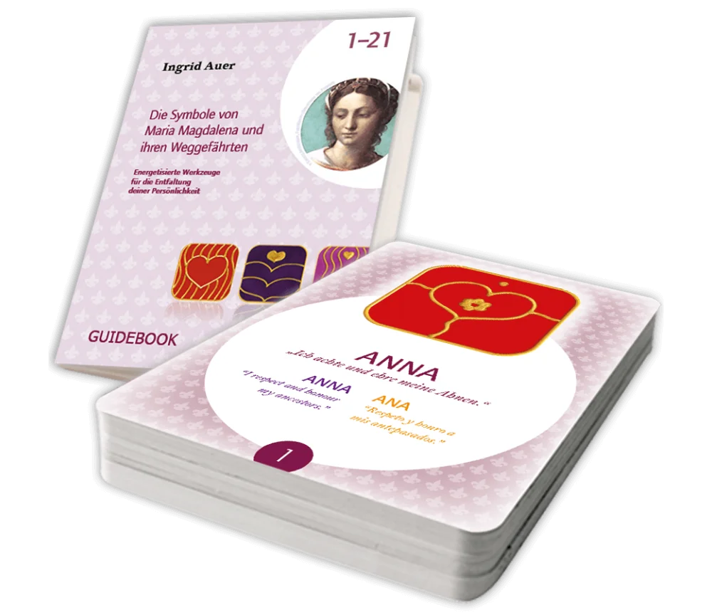 Ingrid Auer - Energetisiertes Kartenset Maria-Magdalena-Symbole DEUTSCH mit Guidebook