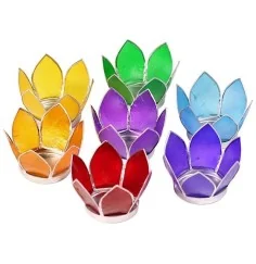 Teelichthalter - Capiz Muschel - Lotus Licht - Chakra - klein - 7er Set - Silber
