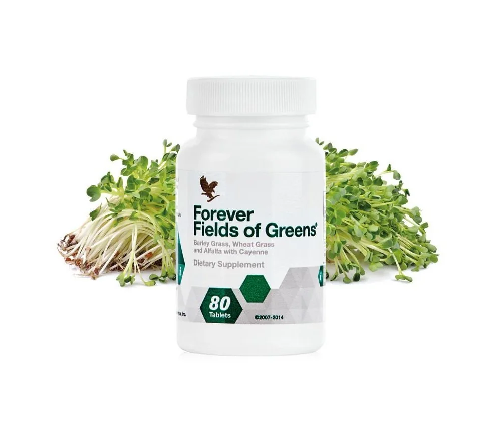 Forever - Forever Fields of Greens® -Nahrungsergänzungsmittel mit grünem Gerstengras, Weizengras und Alfalfa - 80 Presslinge