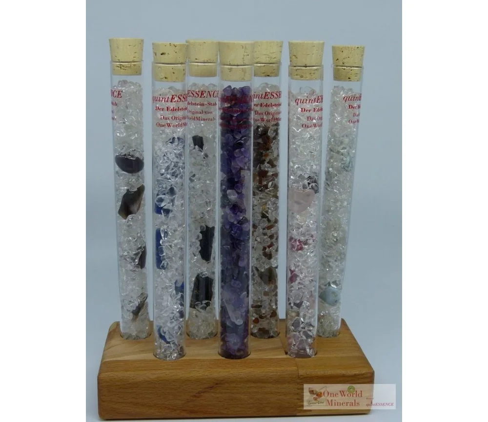 One World Minerals - Set mit allen Select! quintESSENCE Edelsteinwasser-Stäben und Ständer