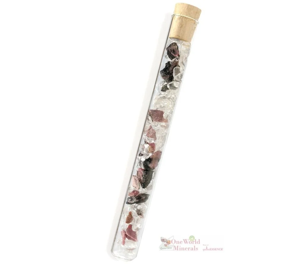 One World Minerals - Verletzt - mit Rhodonit & Bergkristall, quintESSENCE Edelsteinwasser-Stab Akut!