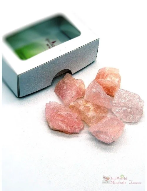 One World Minerals - Rosenquarz Wassersteine - Schachtel mit Sichtfenster - quintESSENCE Wassersteine