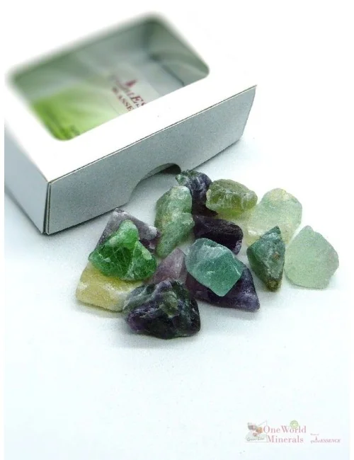 One World Minerals - Fluorit Wassersteine - Schachtel mit Sichtfenster - quintESSENCE Wassersteine