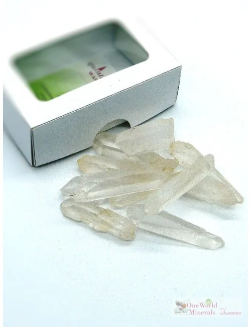 One World Minerals - Bergkristall-Spitzen Wassersteine - Schachtel mit Sichtfenster - quintESSENCE Wassersteine