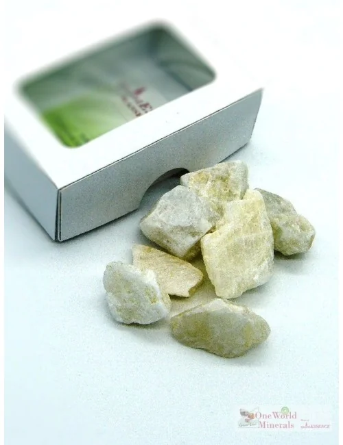 One World Minerals - Mondstein Tanzania Wassersteine - Schachtel mit Sichtfenster - quintESSENCE Wassersteine