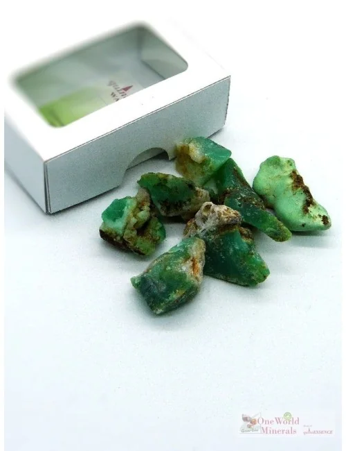 One World Minerals - Chrysopras Wassersteine - Schachtel mit Sichtfenster - quintESSENCE Wassersteine