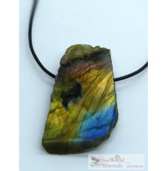 One World Minerals - Labradorit, eine Seite handpoliert, die andere Seite natur, Unikate, gebohrt