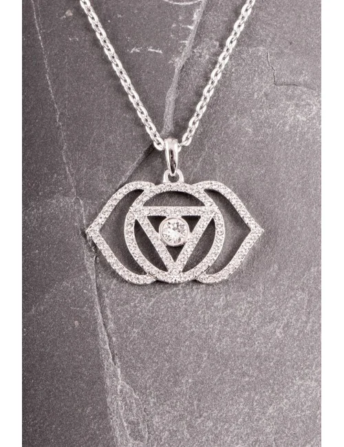 Drittes Auge Chakra Anhänger mit Kette Ø 40 mm