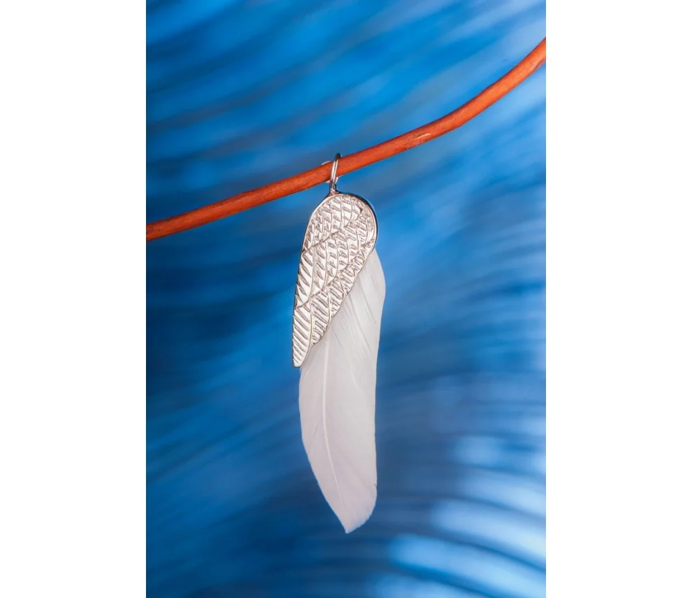 Anhänger - Traumfeder, silber aus Stahl