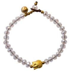Armband  - Buddhakopf -  mit 33 Glasperlen, crystal 18cm