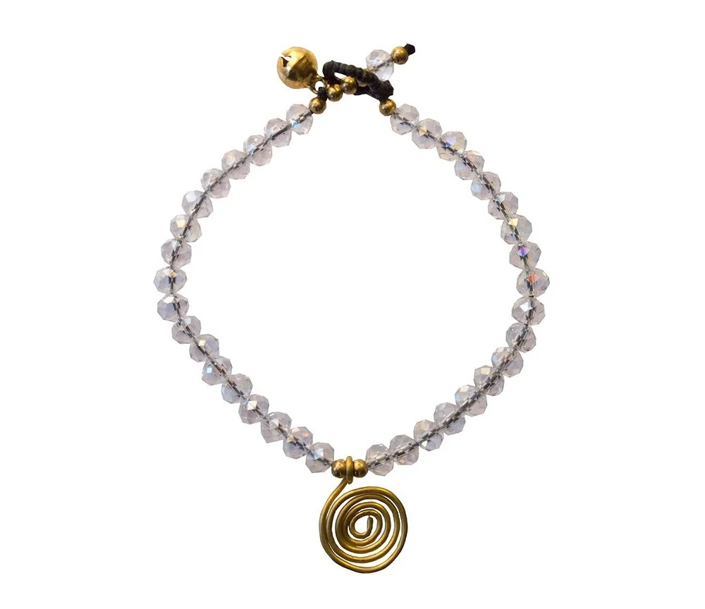 Armband - Spirale - mit 33 Glasperlen, crystal 18cm