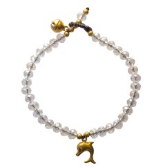 Armband  - Delfin -  mit 33 Glasperlen, crystal 18cm