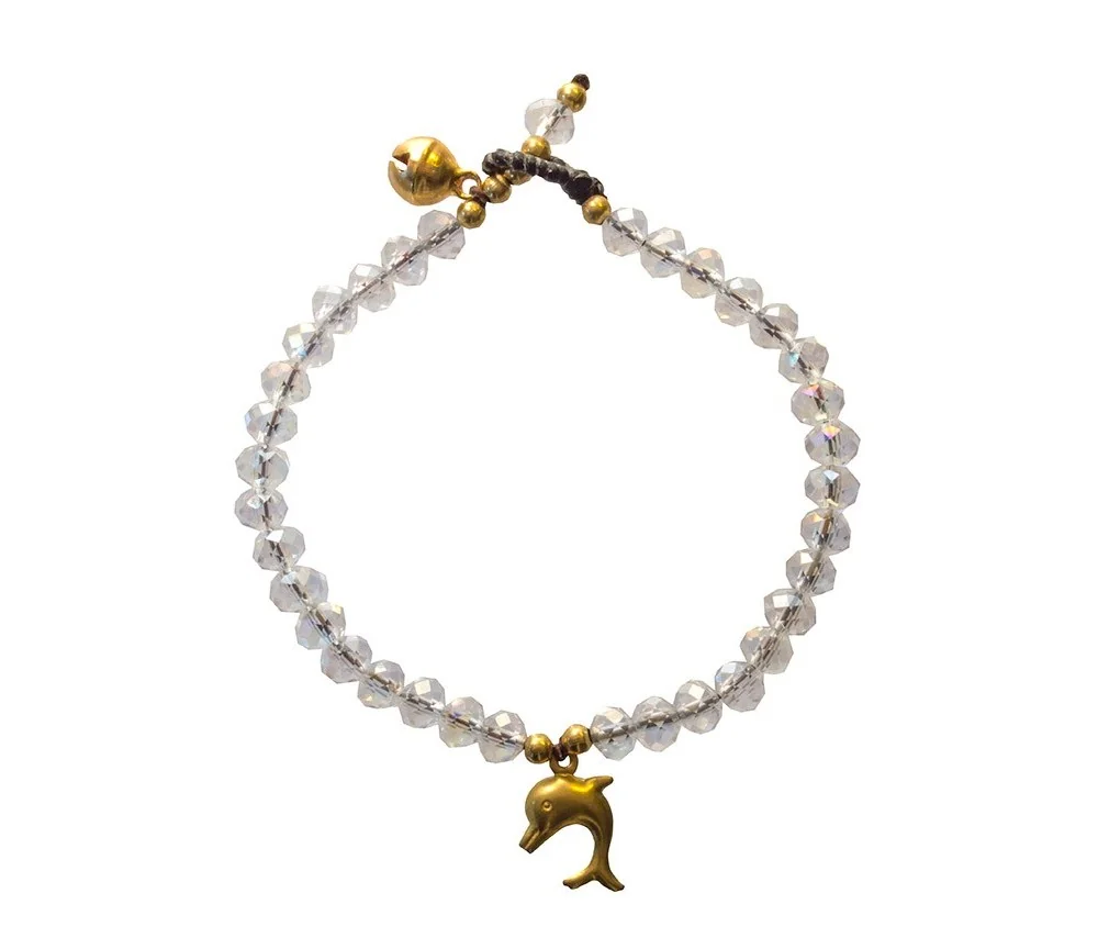 Armband - Delfin - mit 33 Glasperlen, crystal 18cm