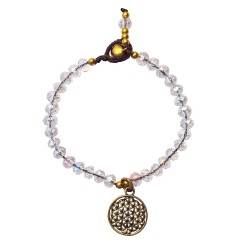 Armband  - Blume des Lebens -  mit 33 Glasperlen, crystal 18cm