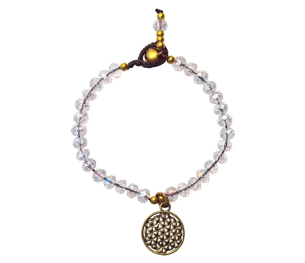 Armband - Blume des Lebens - mit 33 Glasperlen, crystal 18cm