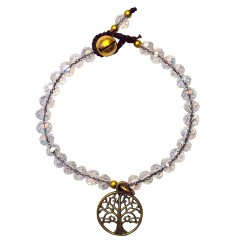 Armband  - Baum des Lebens -  mit 33 Glasperlen, crystal 18cm