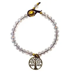 Armband - Baum des Lebens - mit 33 Glasperlen, crystal 18cm