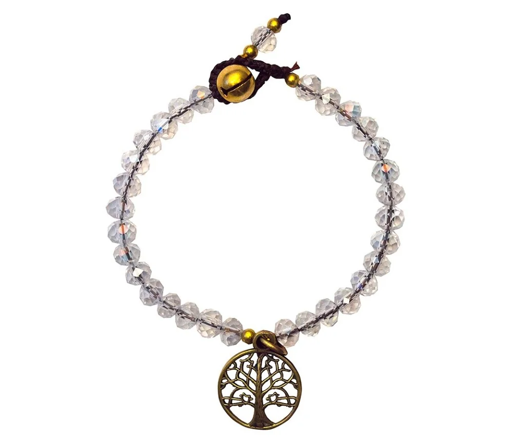 Armband - Baum des Lebens - mit 33 Glasperlen, crystal 18cm