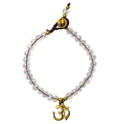 Armband  - Om -  mit 33 Glasperlen, crystal 18cm