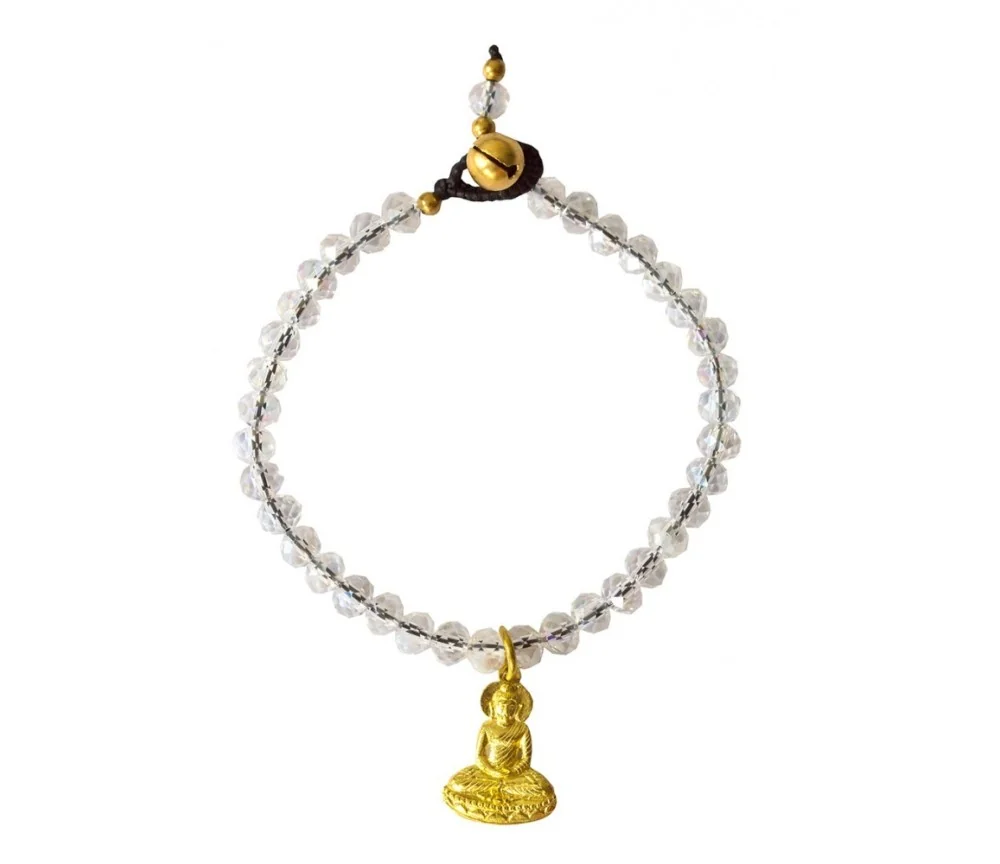Armband - Buddha - mit 33 Glasperlen, crystal 18cm