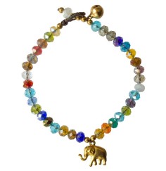 Armband  - Elefant -  mit 33 Glasperlen, bunt 18cm