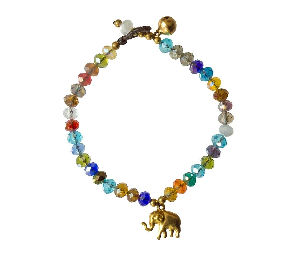 Armband - Elefant - mit 33 Glasperlen, bunt 18cm