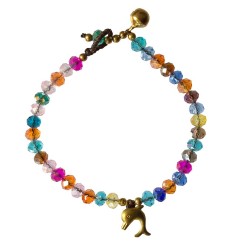 Armband  - Delfin -  mit 33 Glasperlen, bunt 18cm