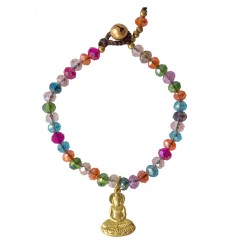 Armband  - Buddha -  mit 33 Glasperlen, bunt 18cm