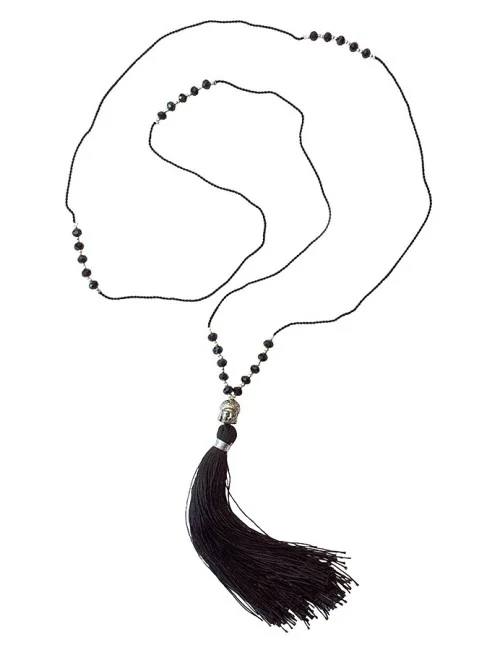 "Buddha Mala" schwarz mit 25 Glasperlen 48cm