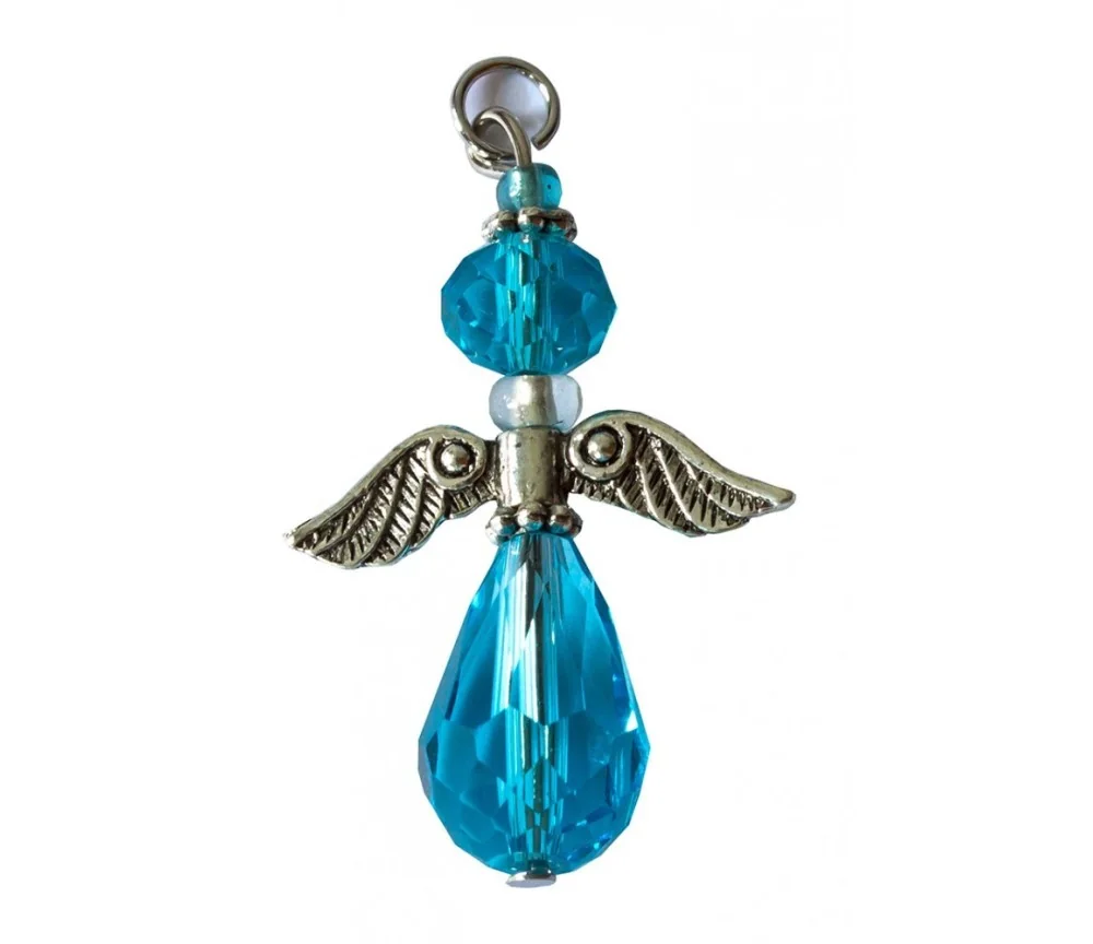 Anhänger - Engel der Harmonie- Kristallglasperlen türkis 3cm