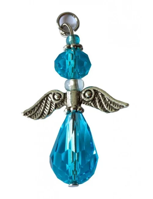Anhänger "Engel der Harmonie" Kristallglasperlen türkis mit Metall 3cm