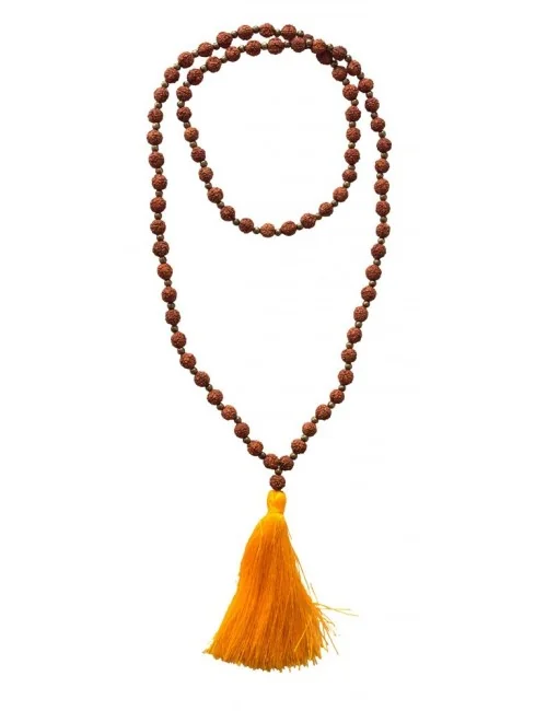 Mala "Rudraksha mit Messingperlen" 54cm - 82 Perlen