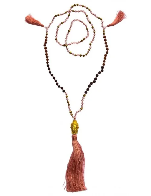 "Buddha Mala" pink mit Glasperlen