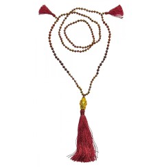 Mala - Buddha- braun mit Glasperlen, Lavasteinen & Rudraksha 58cm