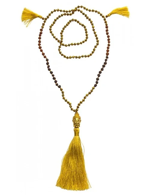 "Buddha Mala" gold mit Glasperlen