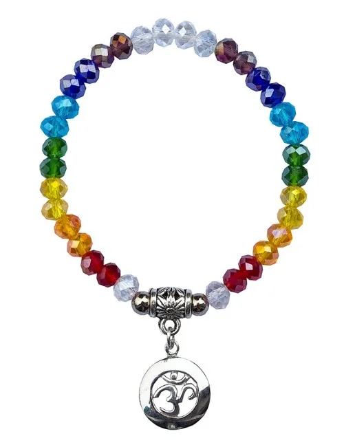 Tikra "Om Rainbow" Kristallglasperlen/Messing versilbert 6cm