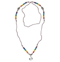 Mala - Buddha - Om Rainbow- Kristallglasperlen/Messing versilbert 48cm