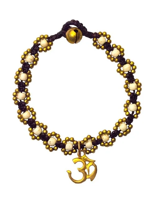 Armband "Flower mit Om" weiß