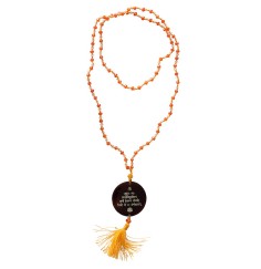 Mala - Gayathri Mantra- Glasperlen Orange mit gelaserter Muschelscheibe 45cm