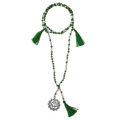 Chakra - Mala -Anahatam Chakra- Glasperlen, Metall (Nickelfrei) grün/ weiß 48cm