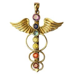 Anhänger -  Angel-Kundalini- mit Chakrasteinen Messing
