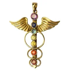 Anhänger - Angel-Kundalini- mit Chakrasteinen Messing