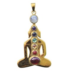 Anhänger -  Chakra-Buddha- 7 Halbedelsteine Messing 8,0g