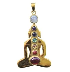 Anhänger - Chakra-Buddha- 7 Halbedelsteine Messing 8,0g
