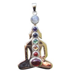 Anhänger -  Chakra-Buddha- 7 Halbedelsteine Messing 8,0g