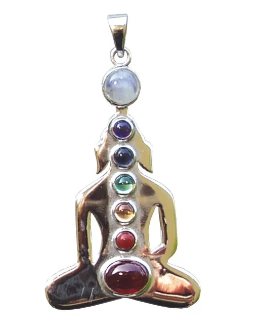 Anhänger "Chakra-Buddha" 7 Halbedelsteine Messing 8