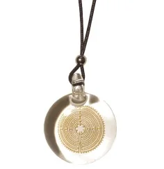 Anhänger - Chartres- Glas 3,5cm mit Baumwollband